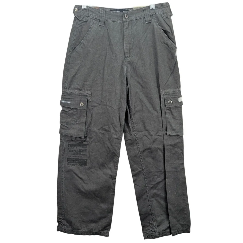 Calvin Klein Jeans Kids Size 16 Gun Metal Camouflage Cargo Pants Gorpcore NWT